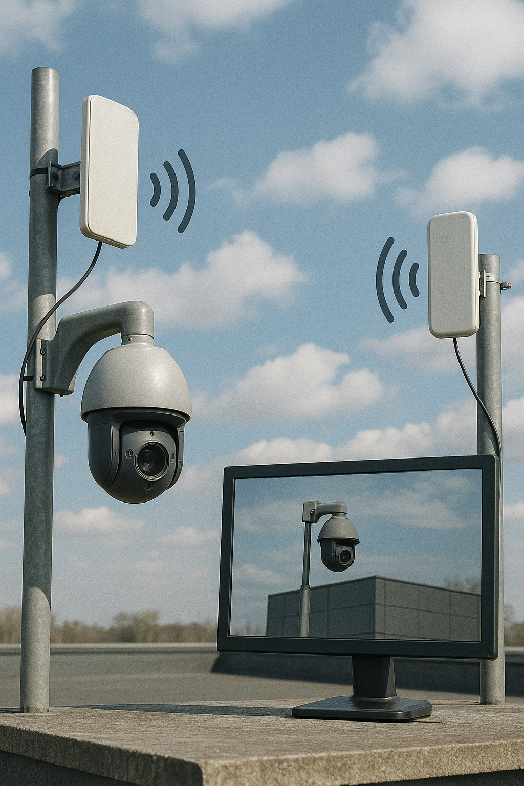 PTZ camera via radio links